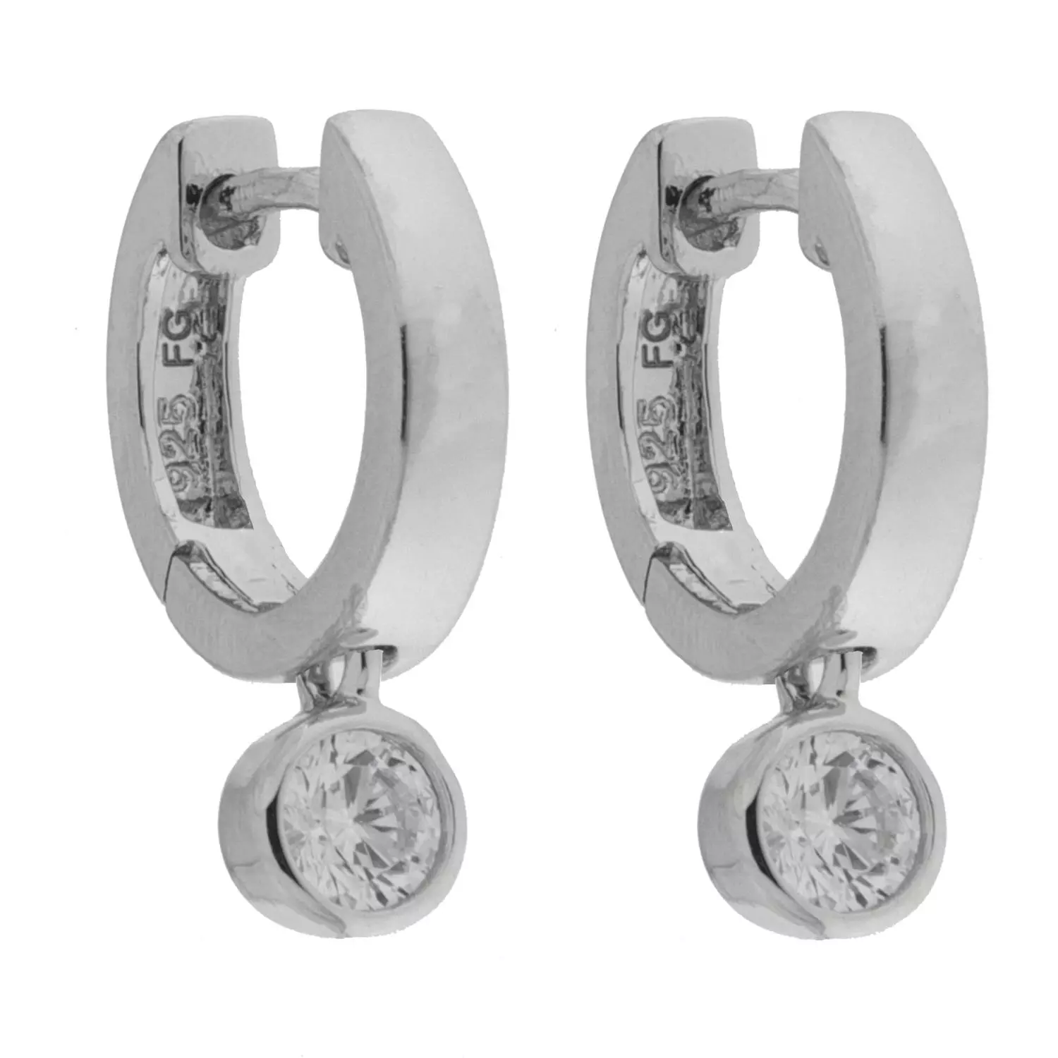 Ørering rh.sølv 12ø 3mm bred m/blank cz i heng