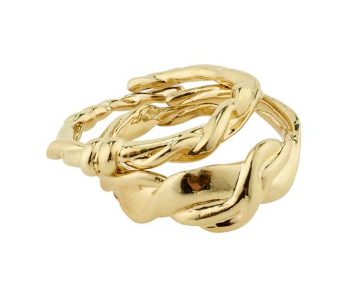 Ring "gull" Sun 2pk: tvinnede ringer, 1 bred og 1 smal reg.bar