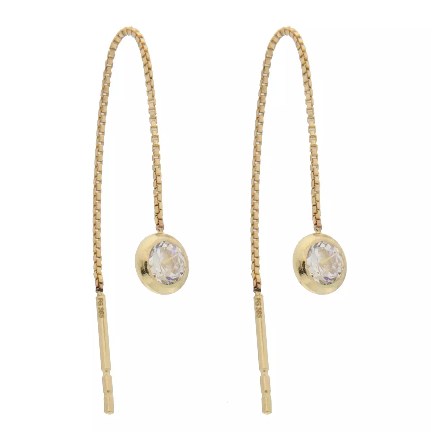 Øreheng gull balanse 4mm blank c.zircon i fattekant