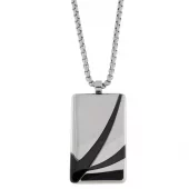 Collier stål 30x18mm plate m/sort motiv 55cm