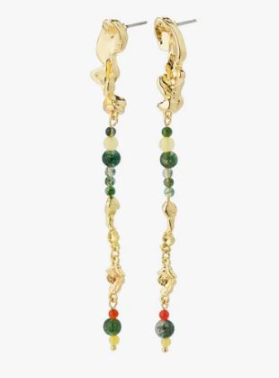 Øreheng "gull" Niya 80mm langt heng av fargede perler + nuggets