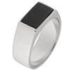 Ring rh.sølv rektangulær signet m/sort onyx 15x9mm
