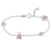 Armlenke rh.sølv bamse m/rosa blomst + hvite blomster 14+2,5cm