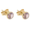 Ørepynt gull 5mm rosa ametyst i fattekant