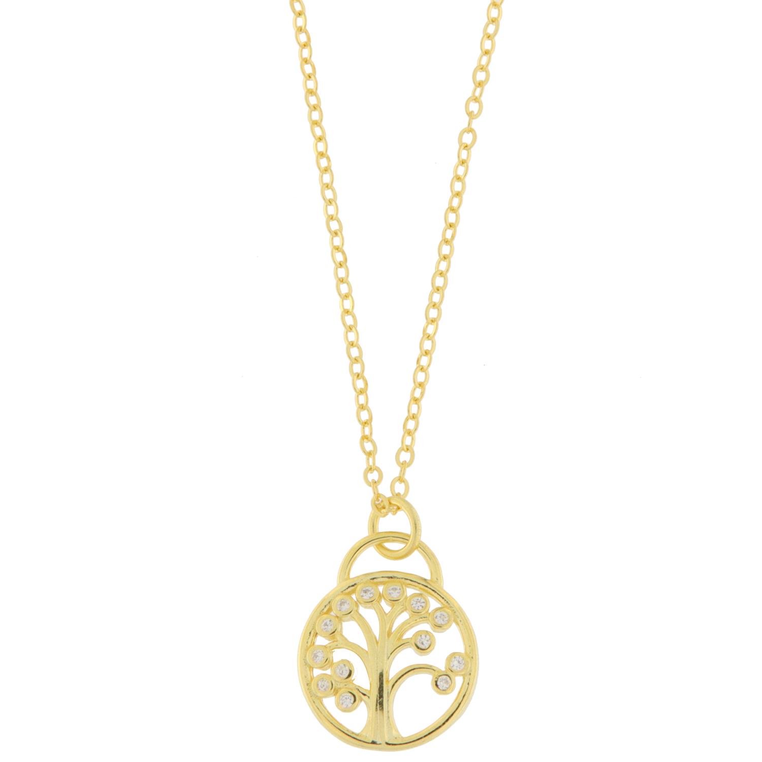 Anheng fg.sølv Livets tre m/c.zirconer i bladene 40+5cm