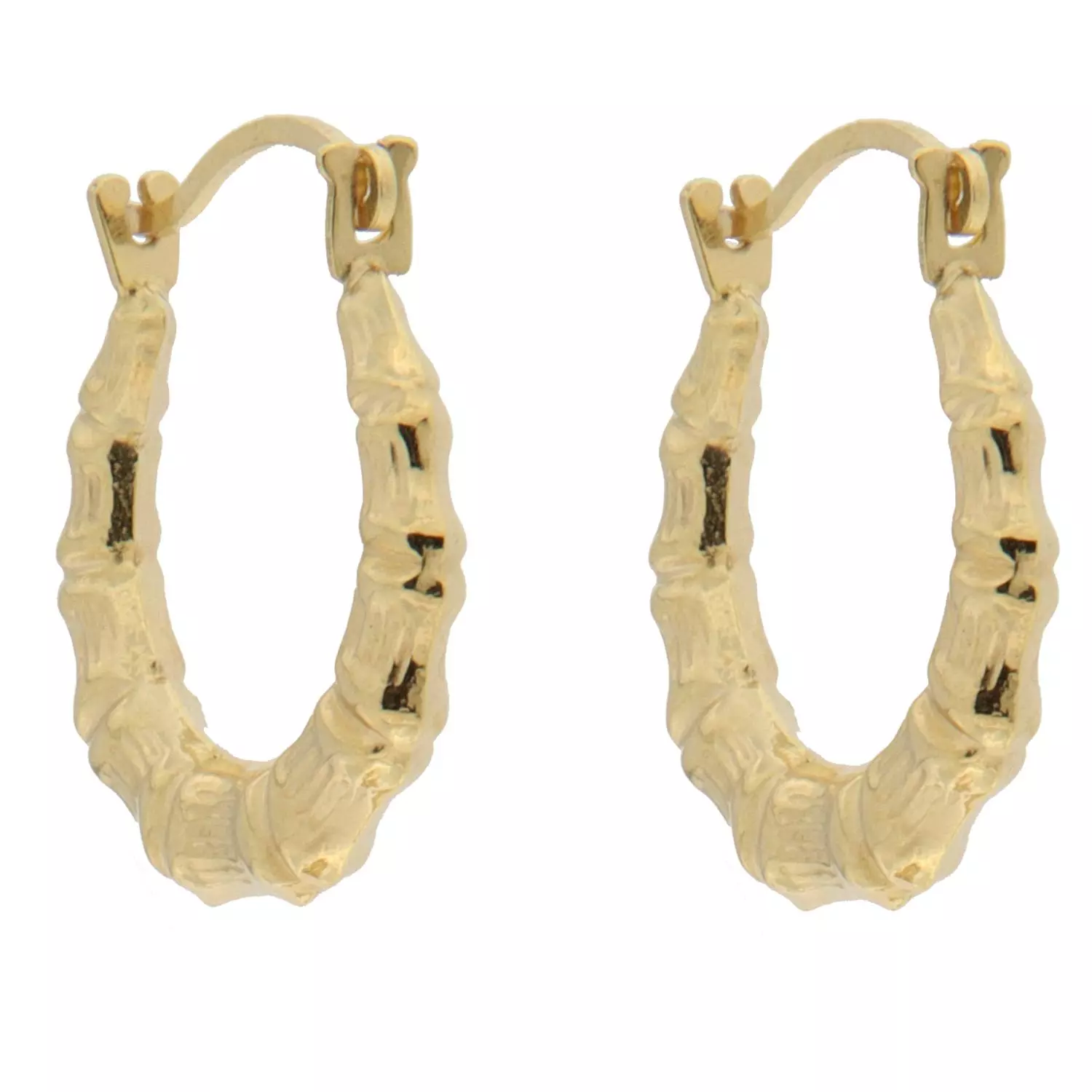 Øreringer gull 13ø m/ strukturmønster, vippelås