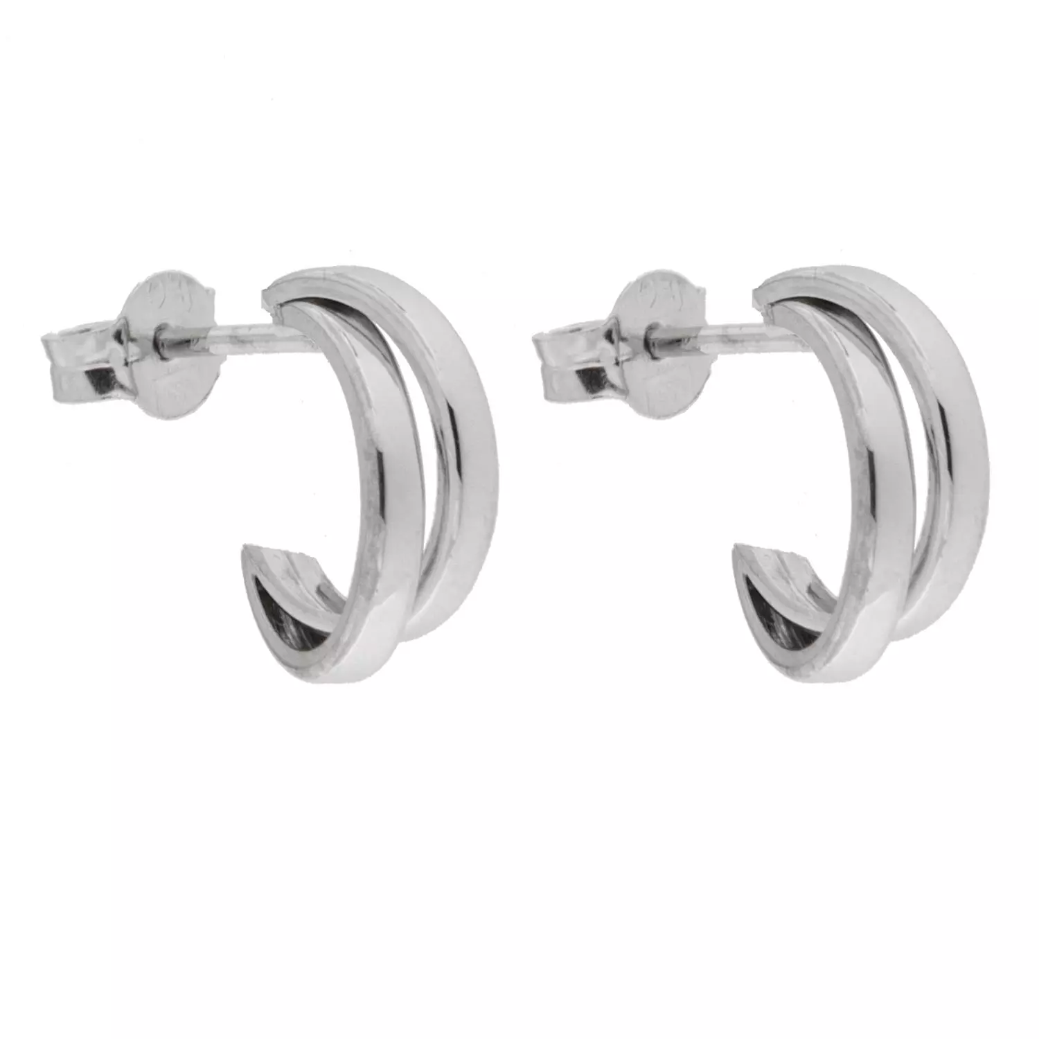 Øreringer hv.gull 10mm 2r glatt i kryss