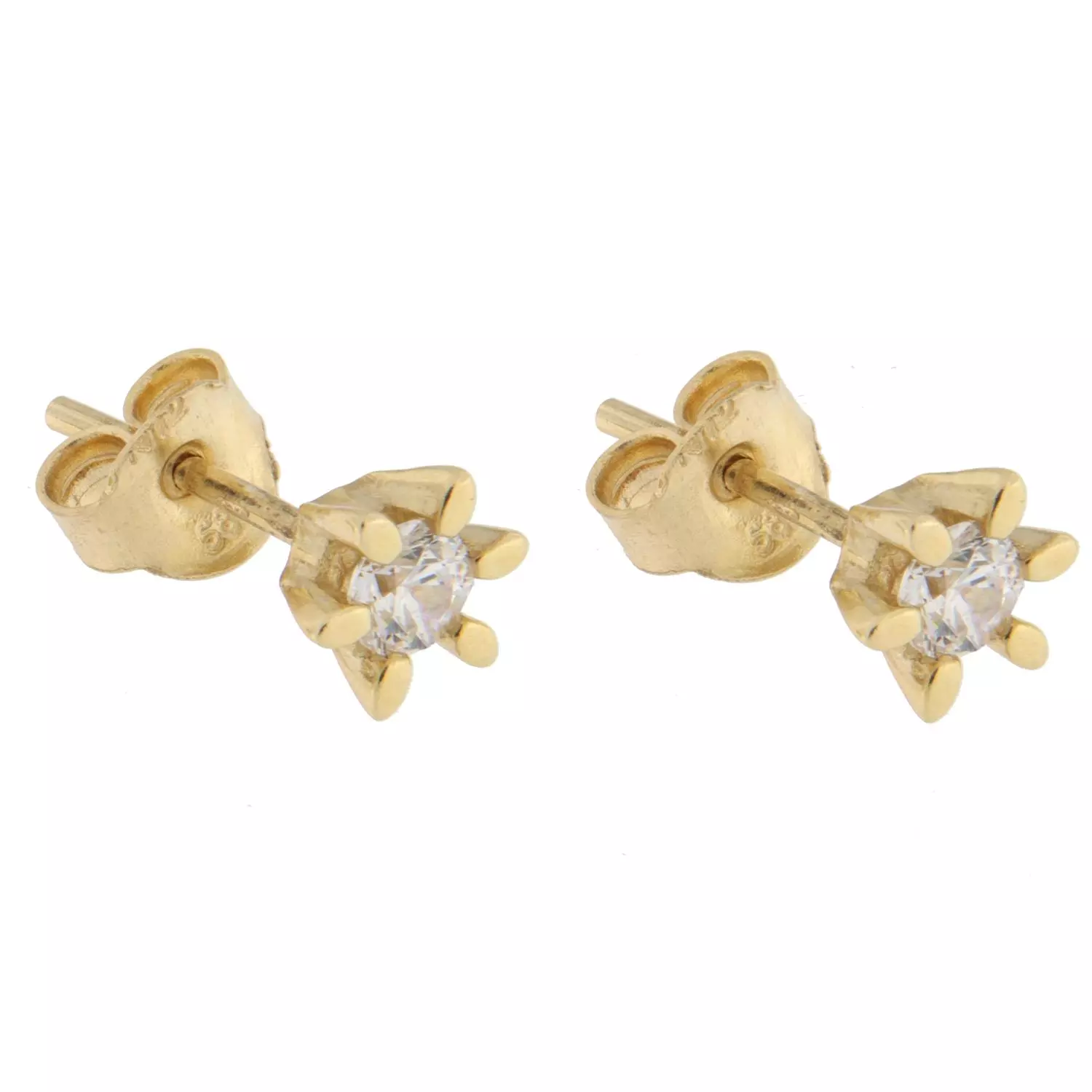 Ørepynt gull 4mm blank zircon i 6 kraftige klør