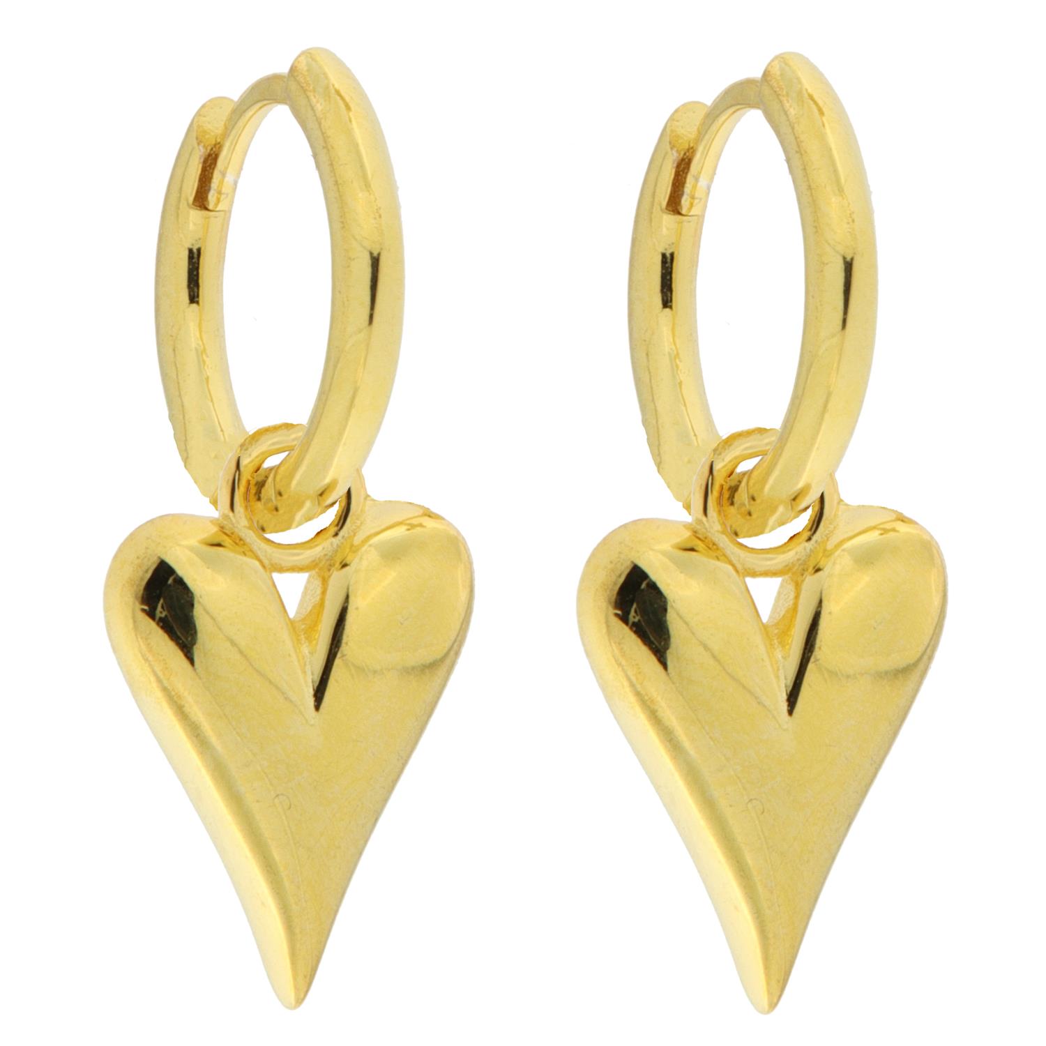 Ørering fg.sølv 13ø glatte m/ 16mm glatt hjerte-charms