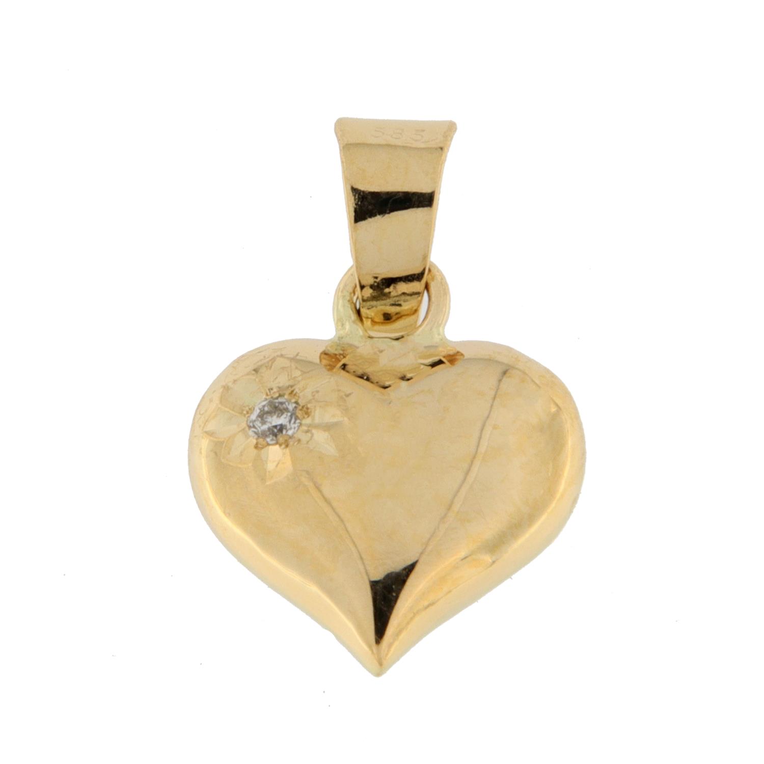 Anheng gull 8mm hjerte m/ c.zircon