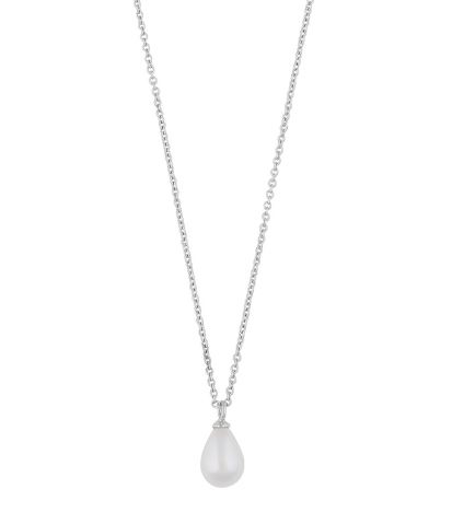 Collier "sølv" Lucy dråpeformet perle 44+3cm