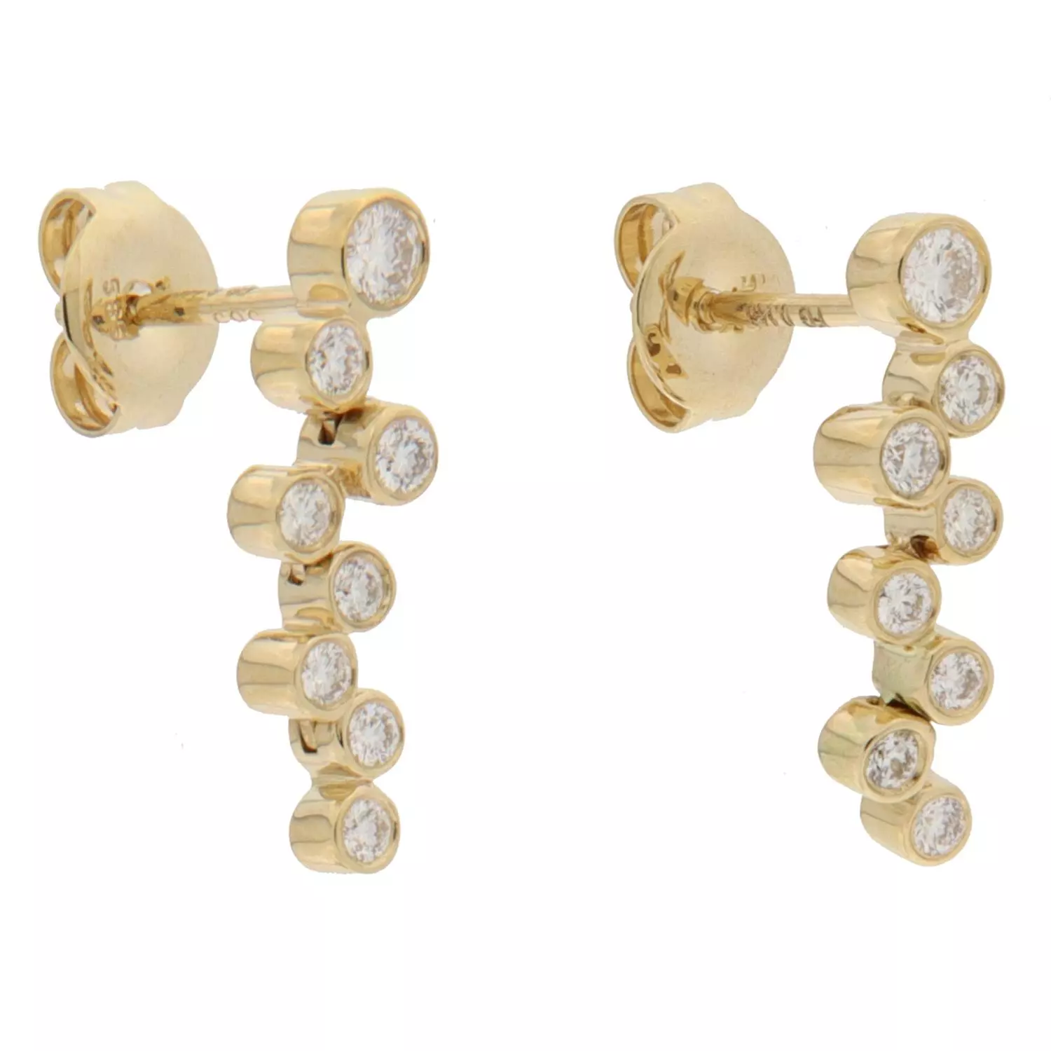 Ørepynt gull 8 diamanter i fattekant i sikk-sakk nedover 0,29ct TWSI