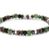 Armlenke stål 6mm moss/sort agate, labradoritt, bronzitt, hematitt 21cm - Frank 1967