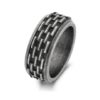 Ring stål 10mm bred stressring m/"murstein"-mønster, vintage sort farge - Frank 1967