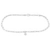 Fotlenke rh.sølv paperclip chain m/blank zircon i fire klør, 23+2cm