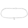 Armlenke rh.sølv paperclip chain m/blank zircon i fire klør, 17cm