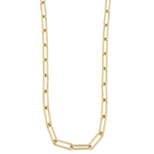 Collier gull 4,5mm paperclip chain m/runde ledd 45cm