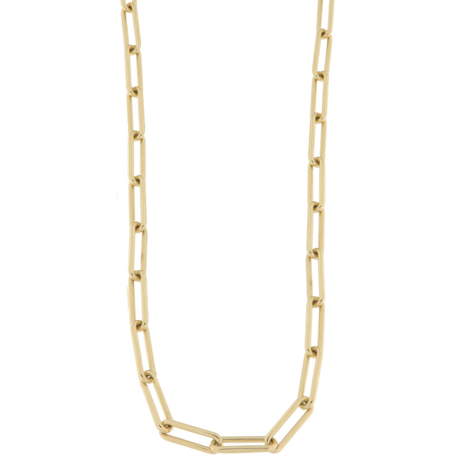Collier gull 4,5mm paperclip chain m/runde ledd 45cm