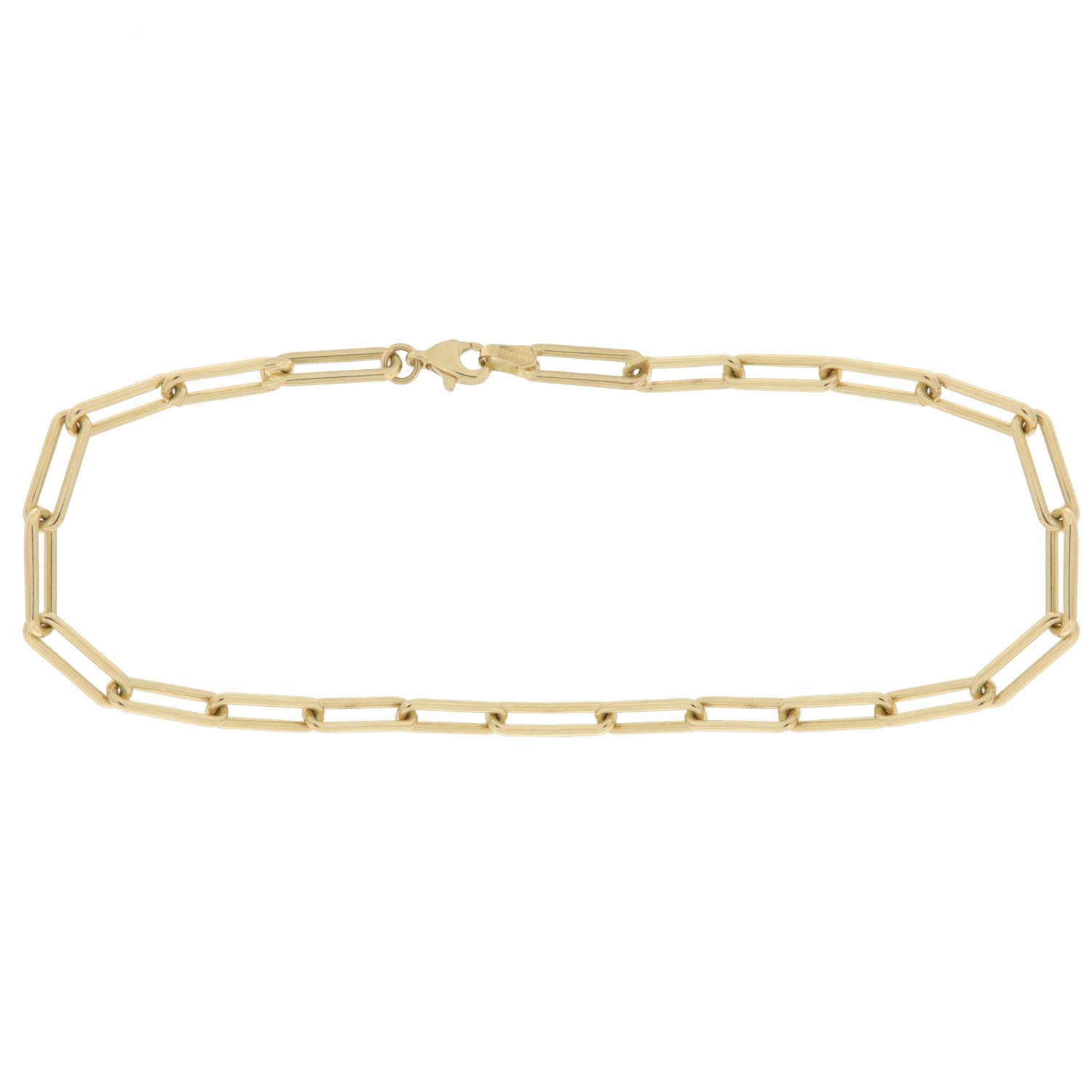 Armlenke gull 4,5mm paperclip chain m/runde ledd 19cm