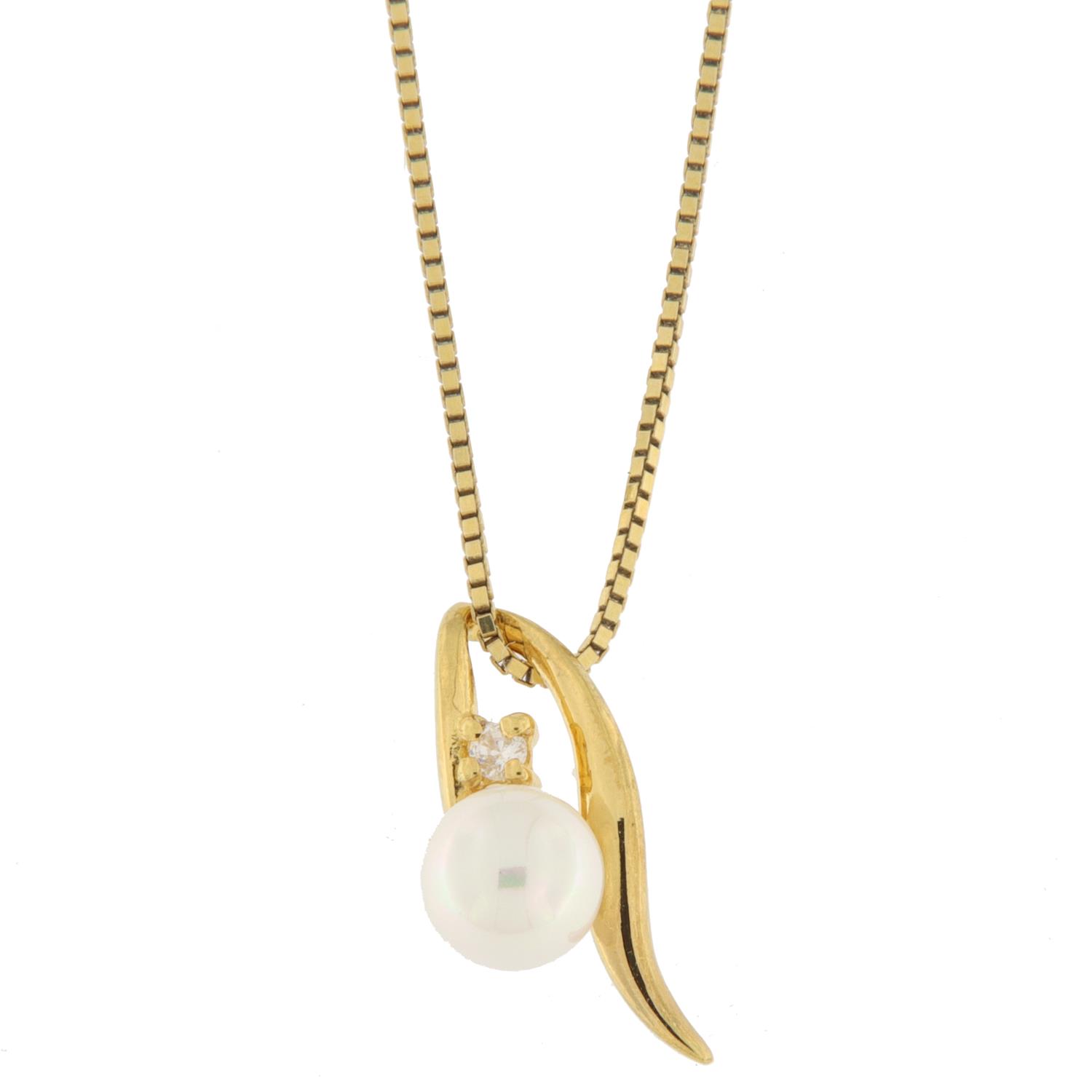 Anheng fg.sølv bølget m/7mm hvit perle + blank zircon