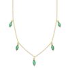 Collier fg.sølv 42+3cm m/heng grønne navette-stener foran