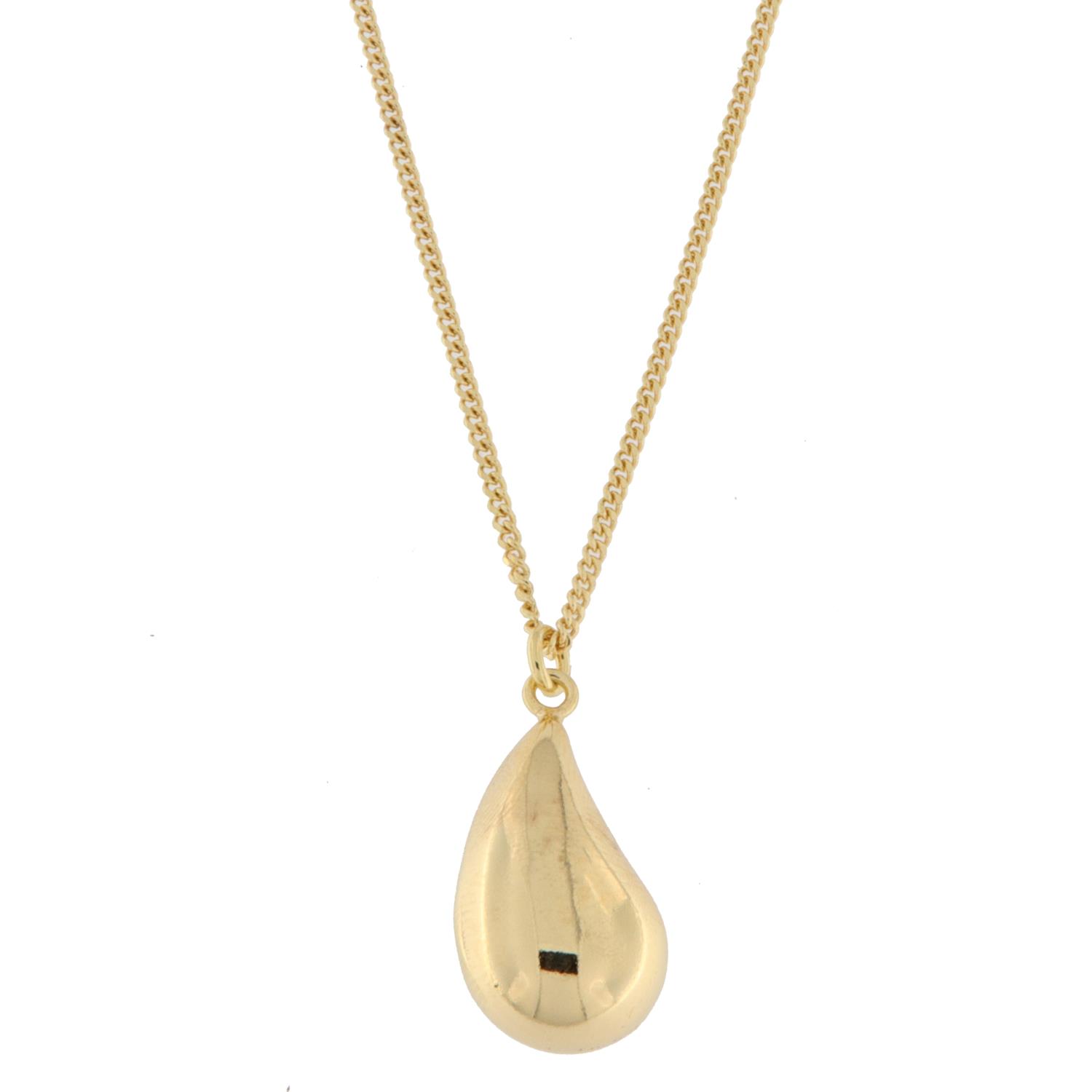 Collier fg.sølv "Yenni" glatt dråpe 22mm inkl. panzerkjede 1,5mm 43+5cm