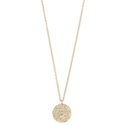 Collier "gull" Brittany 15mm rund banket plate m/blanke zirconer 44+3cm