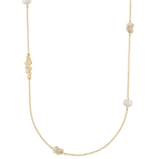 Collier "gull" Brittany fv.perler og "nuggets" foran 44cm