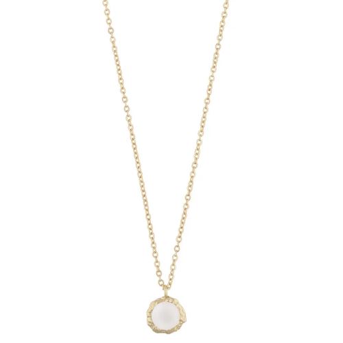 Collier "gull" Brittany 8mm perle i banket "skål" 43+4cm
