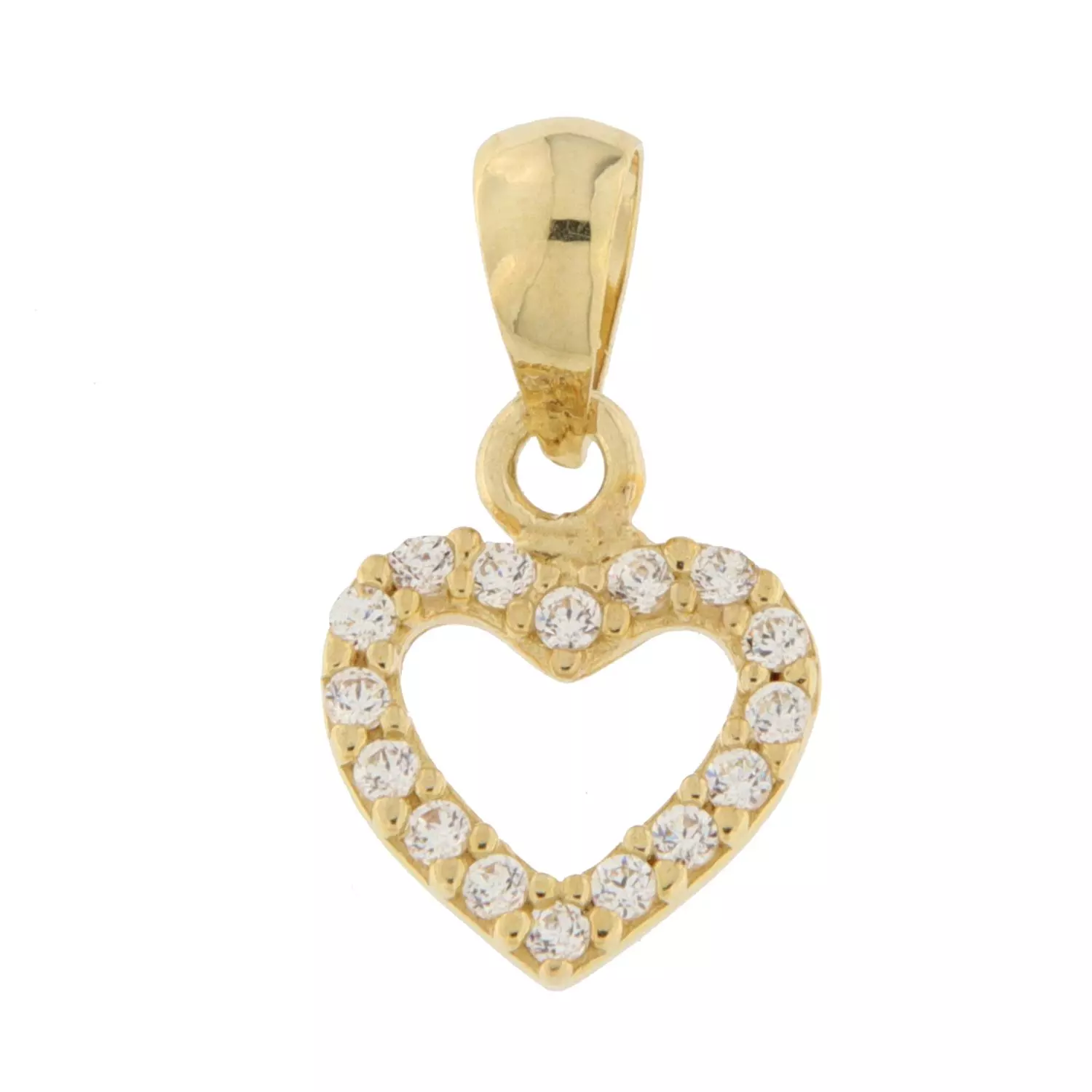 Hjerte gull 8mm åpent m/zirconer rundt hele
