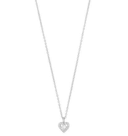 Collier "sølv" Nisi 7mm hjerte med blanke zirconer 41+3cm