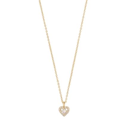Collier "gull" Nisi 7mm hjerte med blanke zirconer 41+3cm