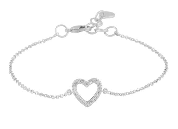 Armlenke "sølv" Nisi åpent hjerte m/zirconer 16+2cm