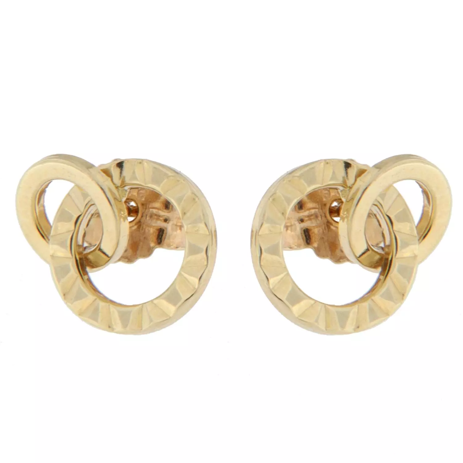 Ørepynt gull 9mm to sirkler i hverandre, en stripet mønster