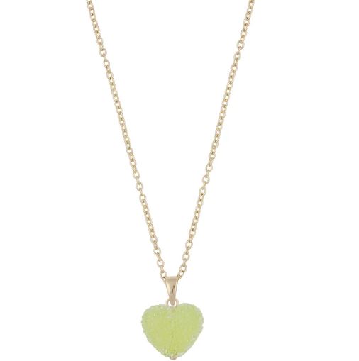 Collier "gull" Sugar hearts lys grønn 42+2cm