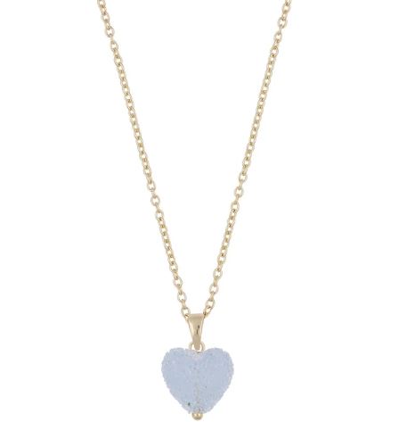 Collier "gull" Sugar hearts lys blå 51+4+5cm