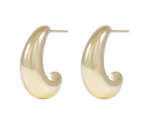 Ørering "gull" Honey 21x16mm chunky oval halvcreol