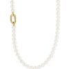 Collier fg.sølv 6mm krystallperler m/firkantet lås 42cm