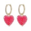 Ørering "gull" 18ø m/19mm Sugar hearts-charms rød