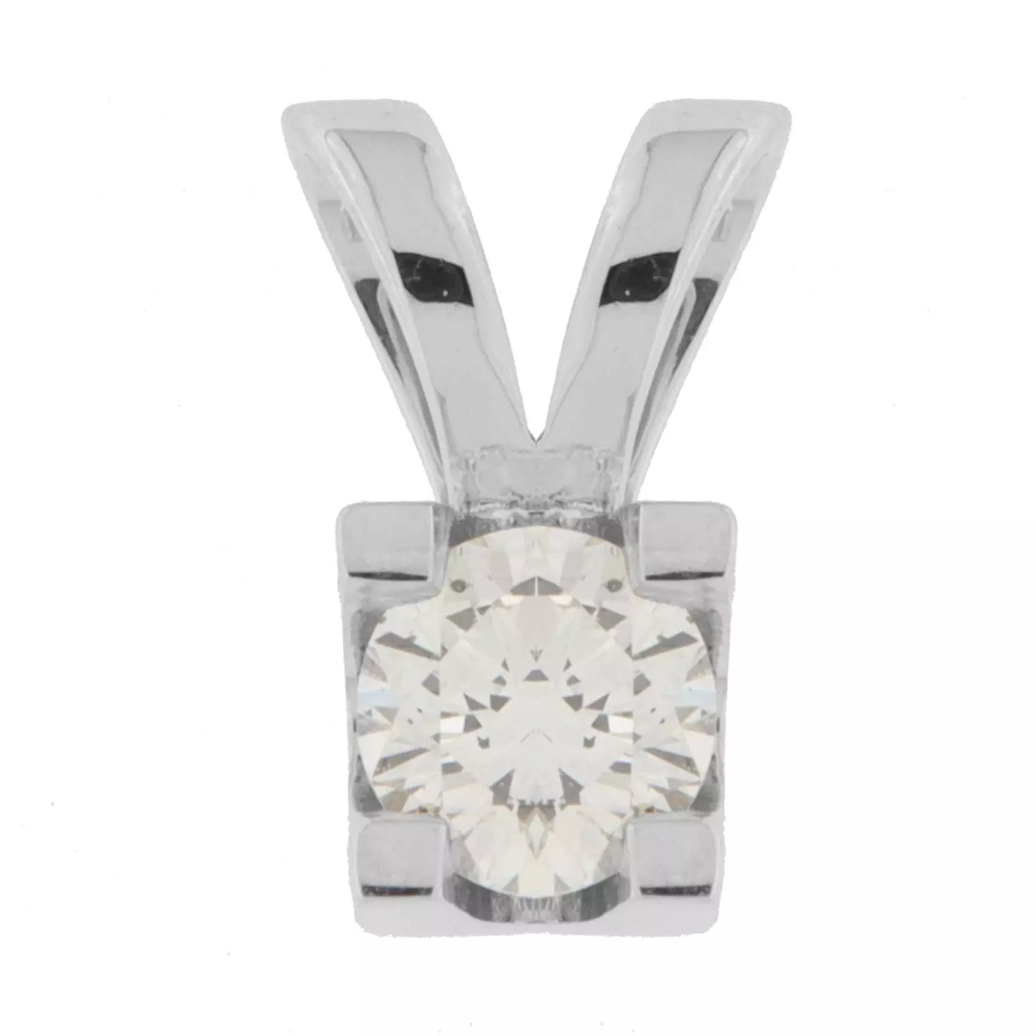 Anheng hv.gull enstens 0,40ct TWSI i 4 kraftige klør m/V-hempe (Veil. 24.990,-)