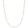 Collier rh.sølv 4-6mm hvite perler 38+10cm