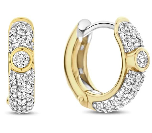 Ørering fg.sølv 12ø blanke zirconer på forsiden, en stor zircon i topp
