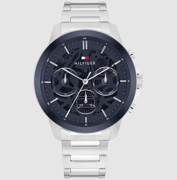 Tommy Hilfiger stål mørk blå skive 43mm herre 5 BAR multifunksjon