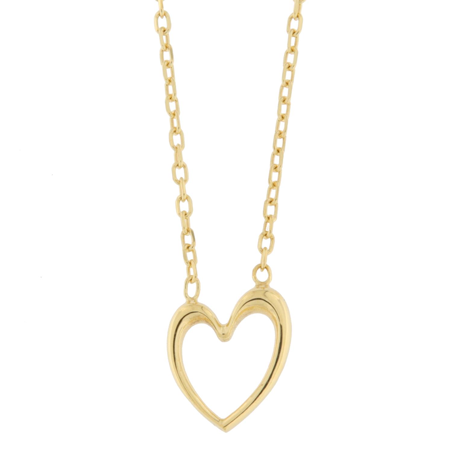 Anheng fg.sølv 13x11mm glatt, skrått hjerte fast på kjede 39+4cm