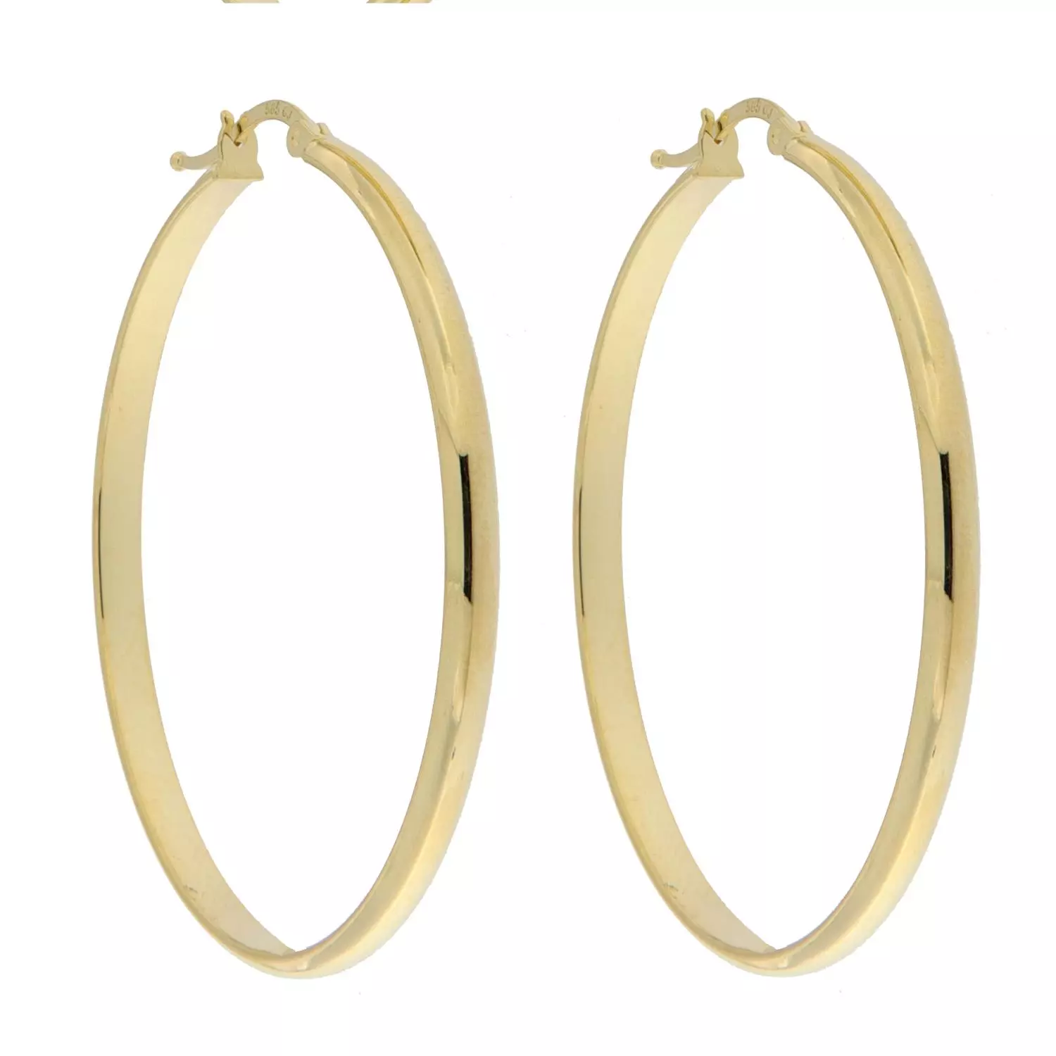 Øreringer gull 40ø 3mm bred m/hengsle-lås