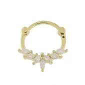 Piercing conch / nese fg.sølv med navetteformede zirconer i bue