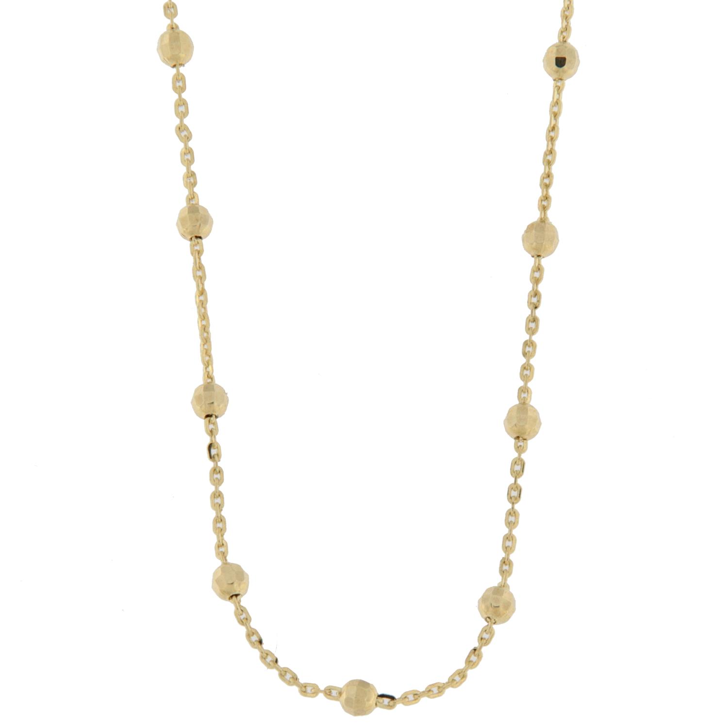 Collier gull 42+5cm Beads chain tynn anker m/2,5mm kuler