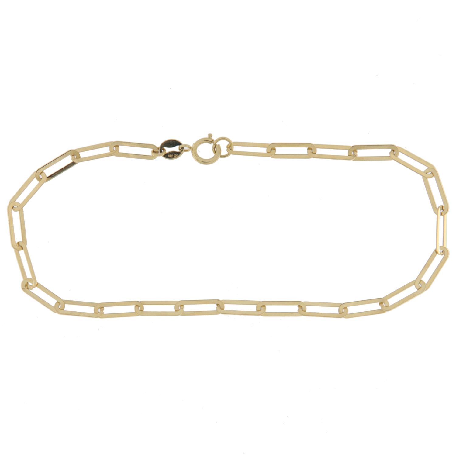 Armlenke gull 3mm flat paperclip chain 18cm