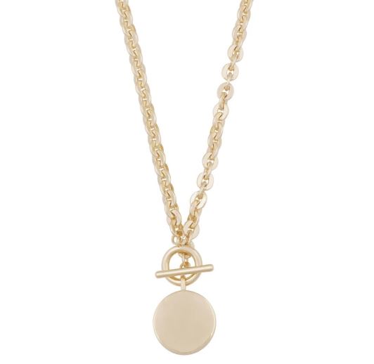 Collier "gull" Essential ankerkjede m/glatt mynt, bidsellås 45cm