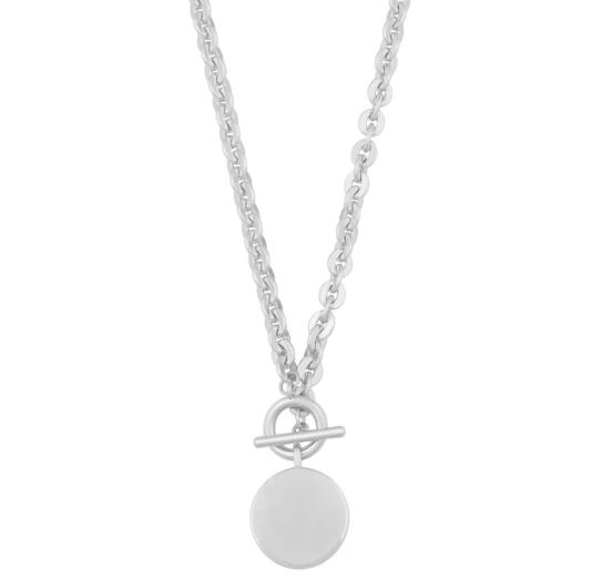 Collier "sølv" Essential ankerkjede m/glatt mynt, bidsellås 45cm